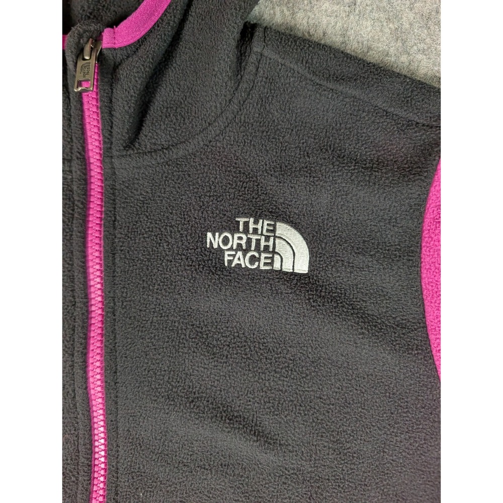 The North Face Pink Black Colorblock Circular Design Fleece Zip Hoodie Teen M - Picture 5 of 9
